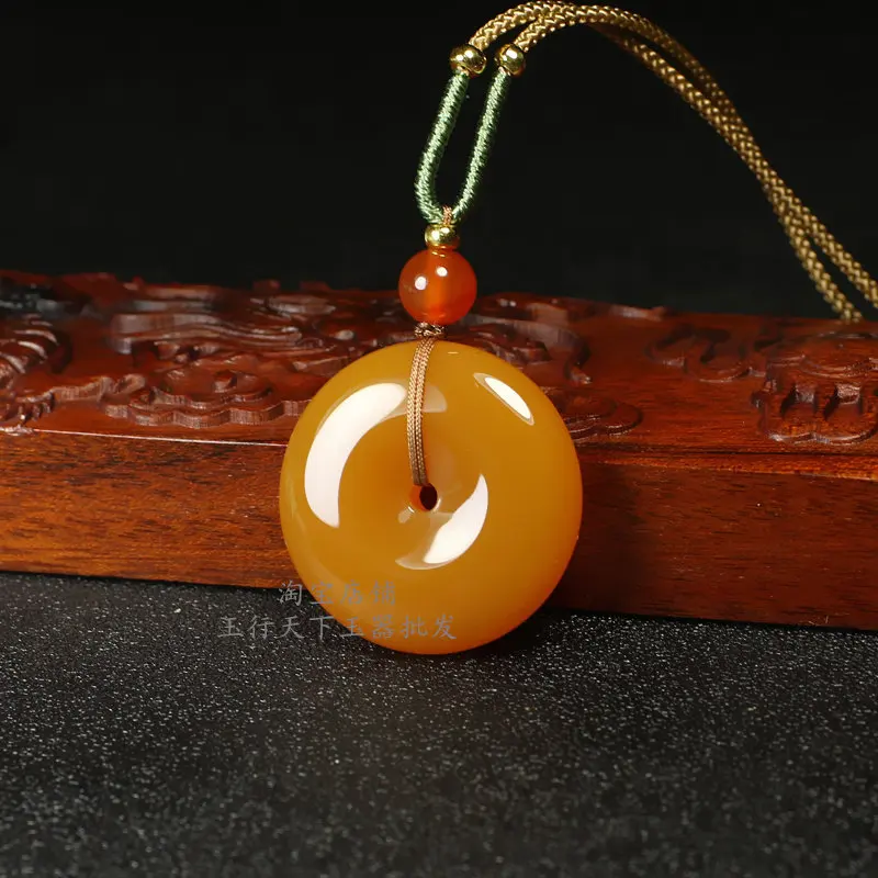 Natural genuine Huanglong safety buckle pendant Burmese yellow pendant men's and women's pendant item pendan