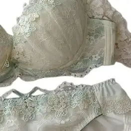 

KUCLUT Girls' underwear flowers water-soluble embroidery lingerie with panties sexy thin large size gathered underwire bra set