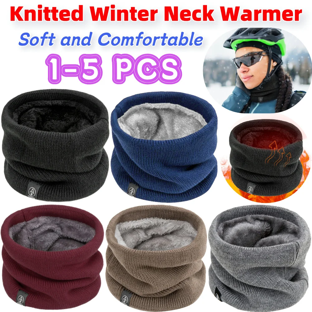 5-1PCS Soft Knitted Winter Neck Soft Comfortable Versatile Warmer Women Men Neck Gaiter Cold Weather Scarf for Outdoor Sports