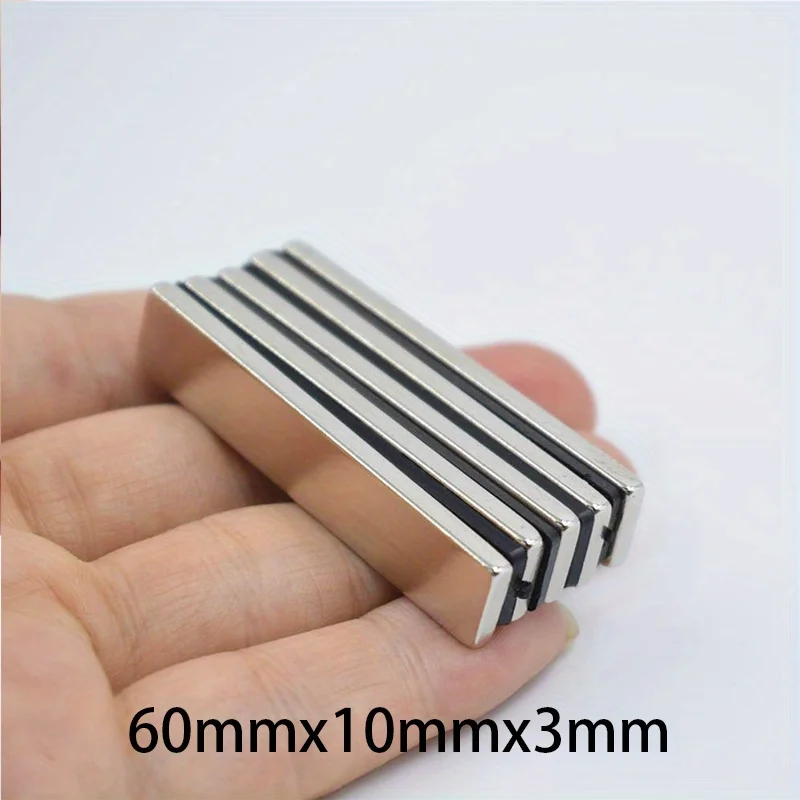 10pcs 60 X 10 X 3mm rectangular magnets, long bar magnets, miniature magnets. Suitable for science, tool libraries, laboratories