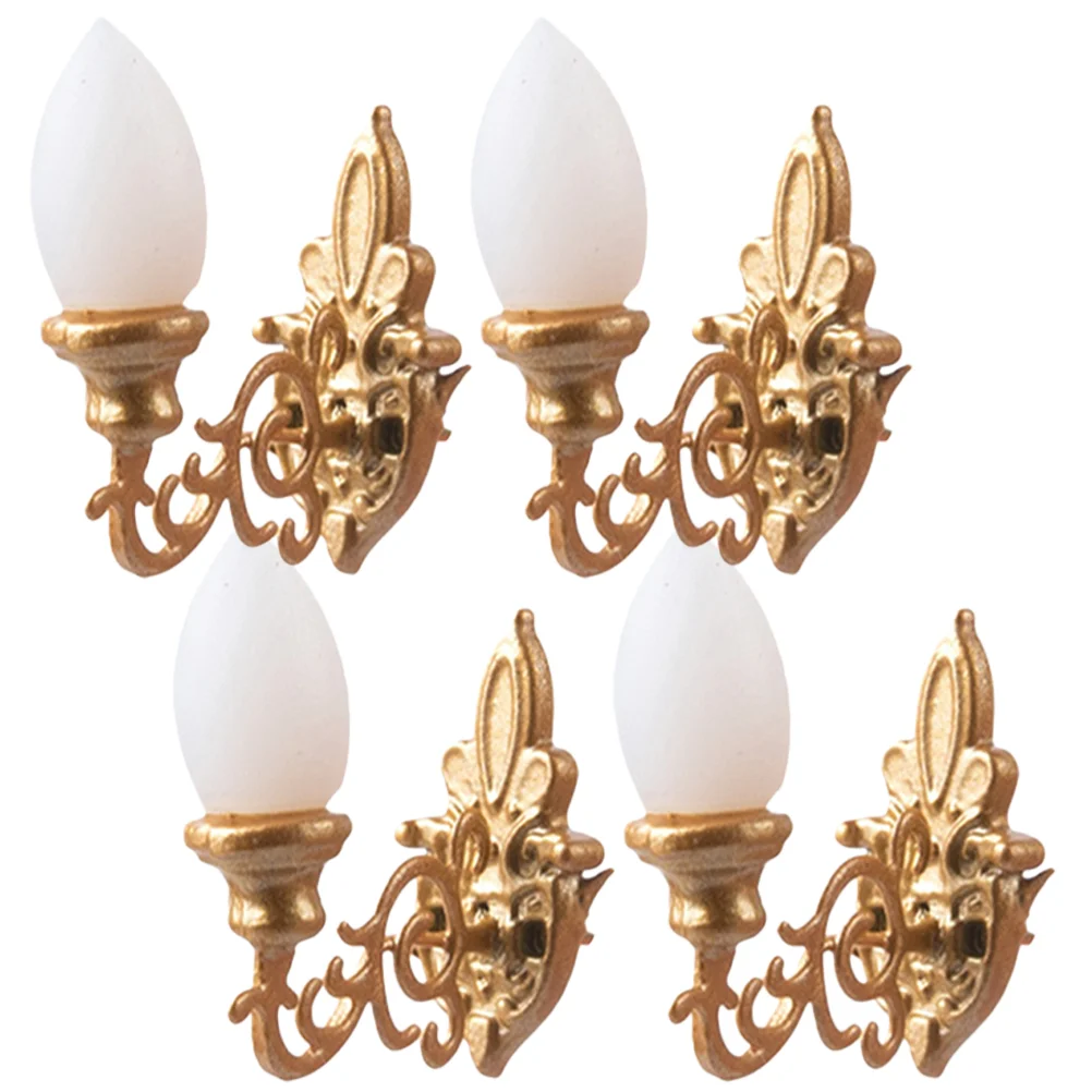 4 Pcs Glow Accessories Dollhouse Wall Light Toy Mini Lamps Shine Bedside Abs Child