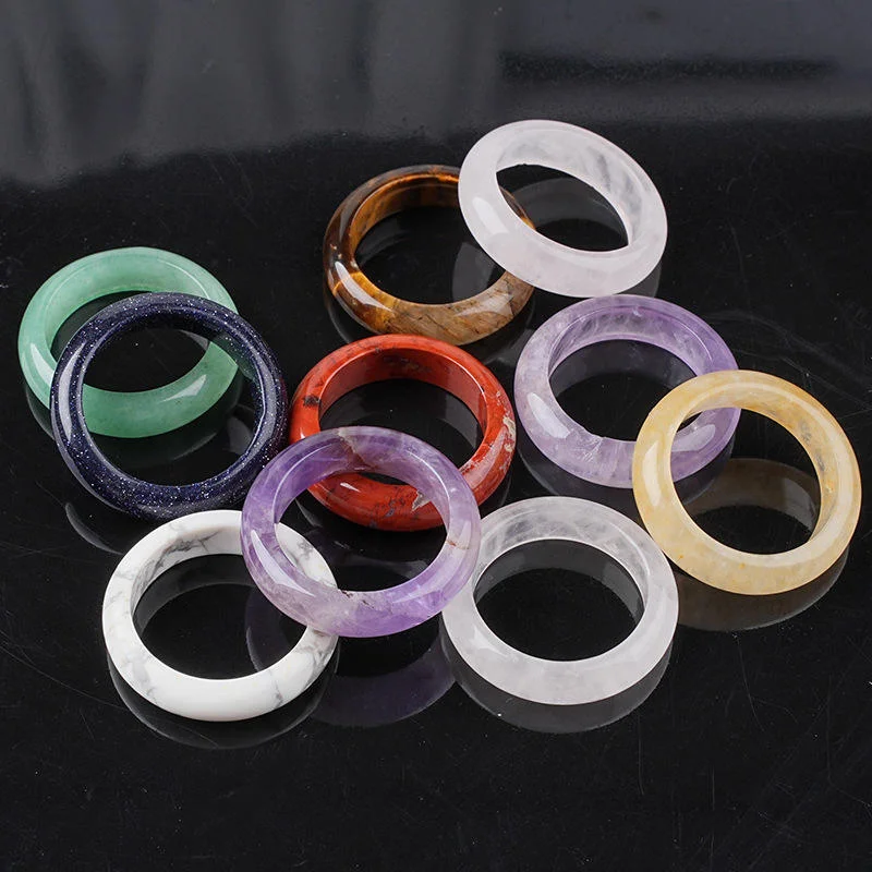 100% natural Gemstone tiger eye amethyst rose quartz lapis lazuli Ring size 17-20mm for women men Party Jewelry gift - view 4
