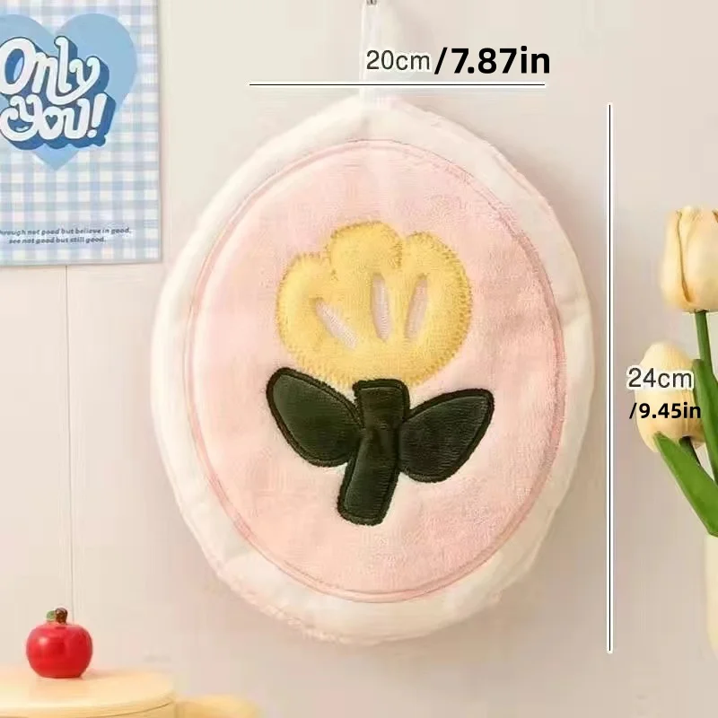 2/1 Piece Random Style Flower-Shaped Hand Towel, Hanging Type for Bathroom and Kitchen, Cute Handkerchief, Small Square Towel, Suitable for Various Occasions - view 6