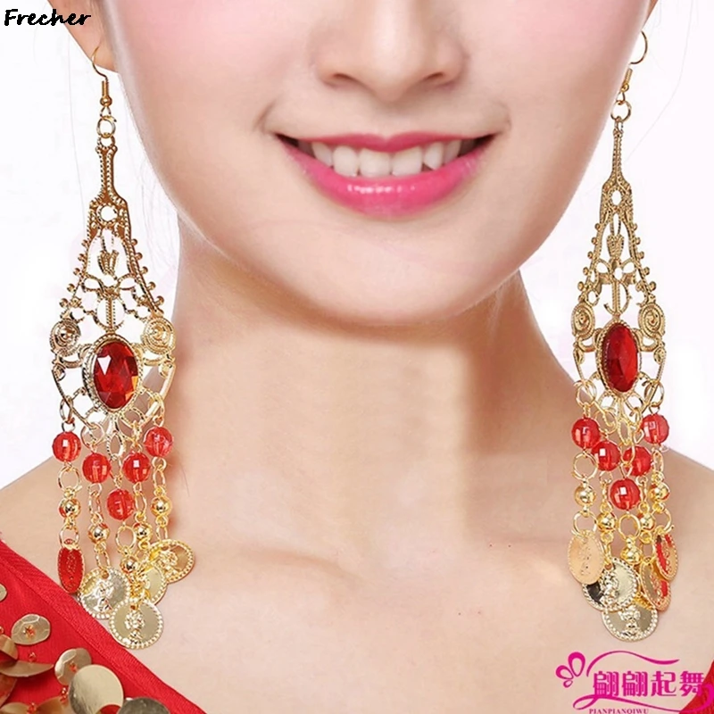 Dubai Indian Thai Fashion Finger Bracelet Earrings Head Chains Exaggerated Veil Fingers Gong Women Belly Dance Coins Jewelry