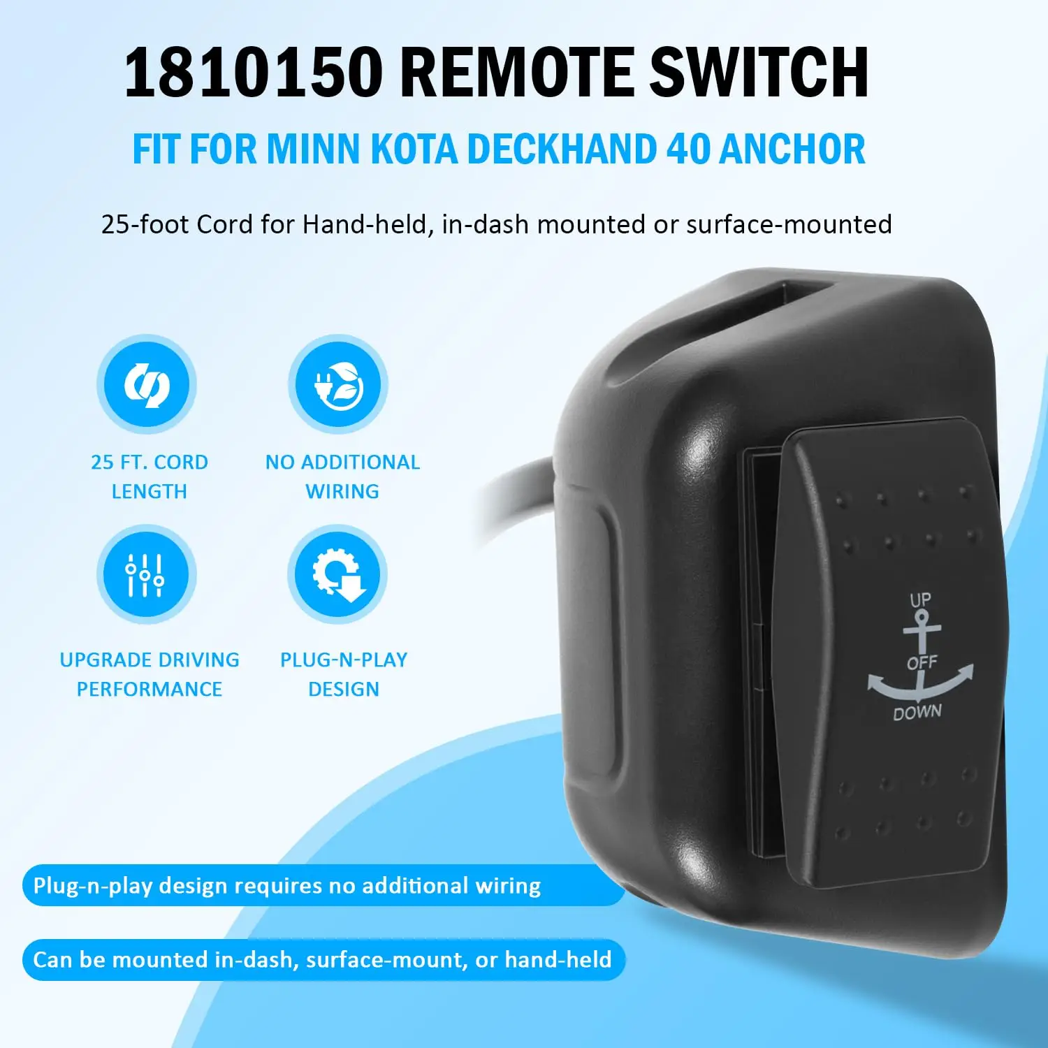 1810150-remote-switch-fit-for-minn-kota-deckhand-40-anchor-25-feet-cord-for-hand-held-in-dash-mounted-or-surface-mounted