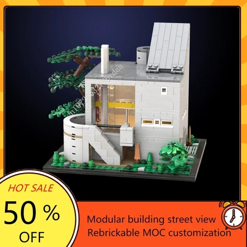 745PCS Gwathmey House Modular MOC Creative street view Model Building Blocks Architecture DIY Education Assembly Model Toys Gift