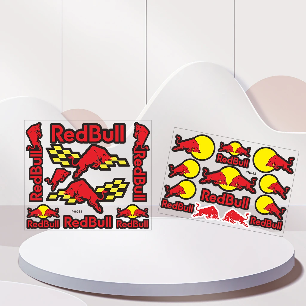 2 buah stiker Red Bull untuk tangki motor, helm, mobil, sepeda, kit stiker reflektif