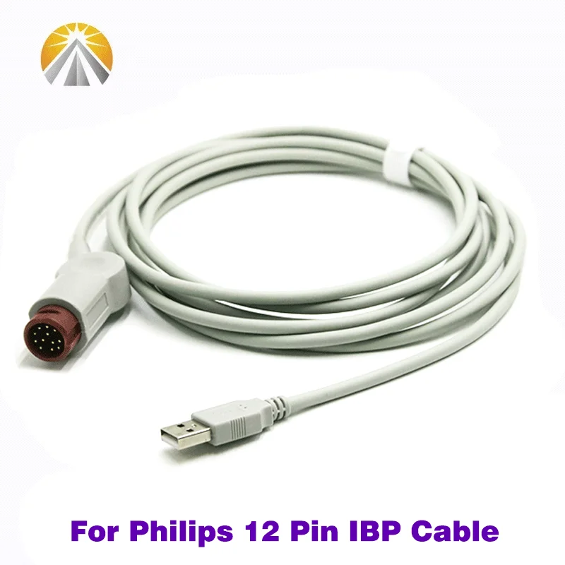 لمراقبة المريض فيليبس 12 دبوس كابل IBP كابل ضغط الدم الغازية لمحولات IBP المتعددة M1567A M1568A #3