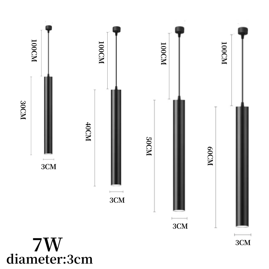 Dimmable Cilindro LED Luzes Pingente, Lâmpadas De Tubo Longo, Cozinha, Sala De Jantar, Loja, Bar, Cordão De Decoração, Lâmpada De Fundo