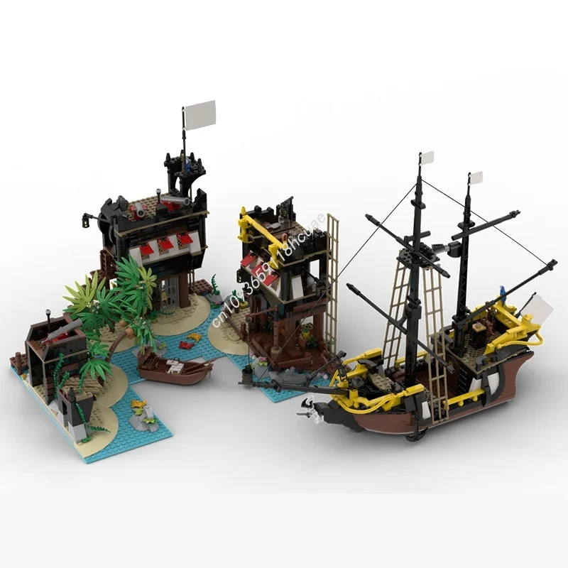 2153 pz MOC Buccaneer Cove Idee E Modello Building Blocks Giocattoli Architettura Assemblare Regalo Di Natale FAI DA TE Idea Creativa Educazione