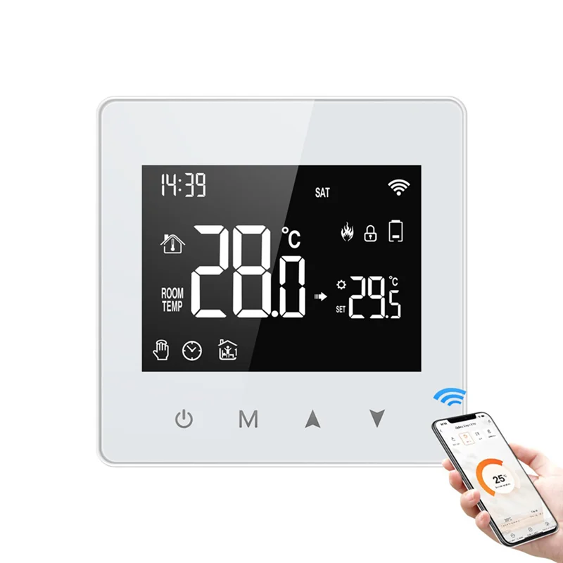 B68A Tuya Zigbee Thermostat Smart Home Battery Powered Temperature Controller For Gas Boiler Works With Voice Assistant, Durable