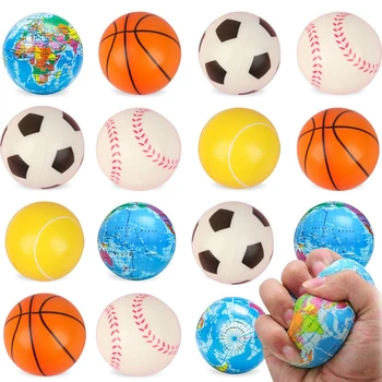 5/18 sztuk Globe piłki do ściskania 2.3 Cal świat ziemia baseballi koszykówka piłka nożna tenis piłki antystresowe zabawki piankowe upominki na przyjęcie