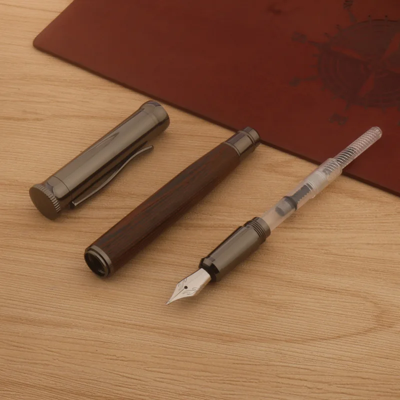 luxury Naginata Fountain Pen wood Wenge Gun Grey 1.5mm Stationery Office School Supplies ink pens