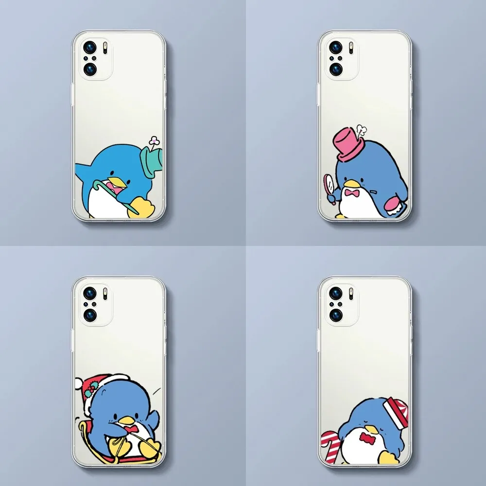 T-TuxedoSam Penguin Phone Case For Xiaomi 11 Redmi Note 11 5G 8T 9A 9 10T Note8Pro Note9 12SUltra Transparent Case