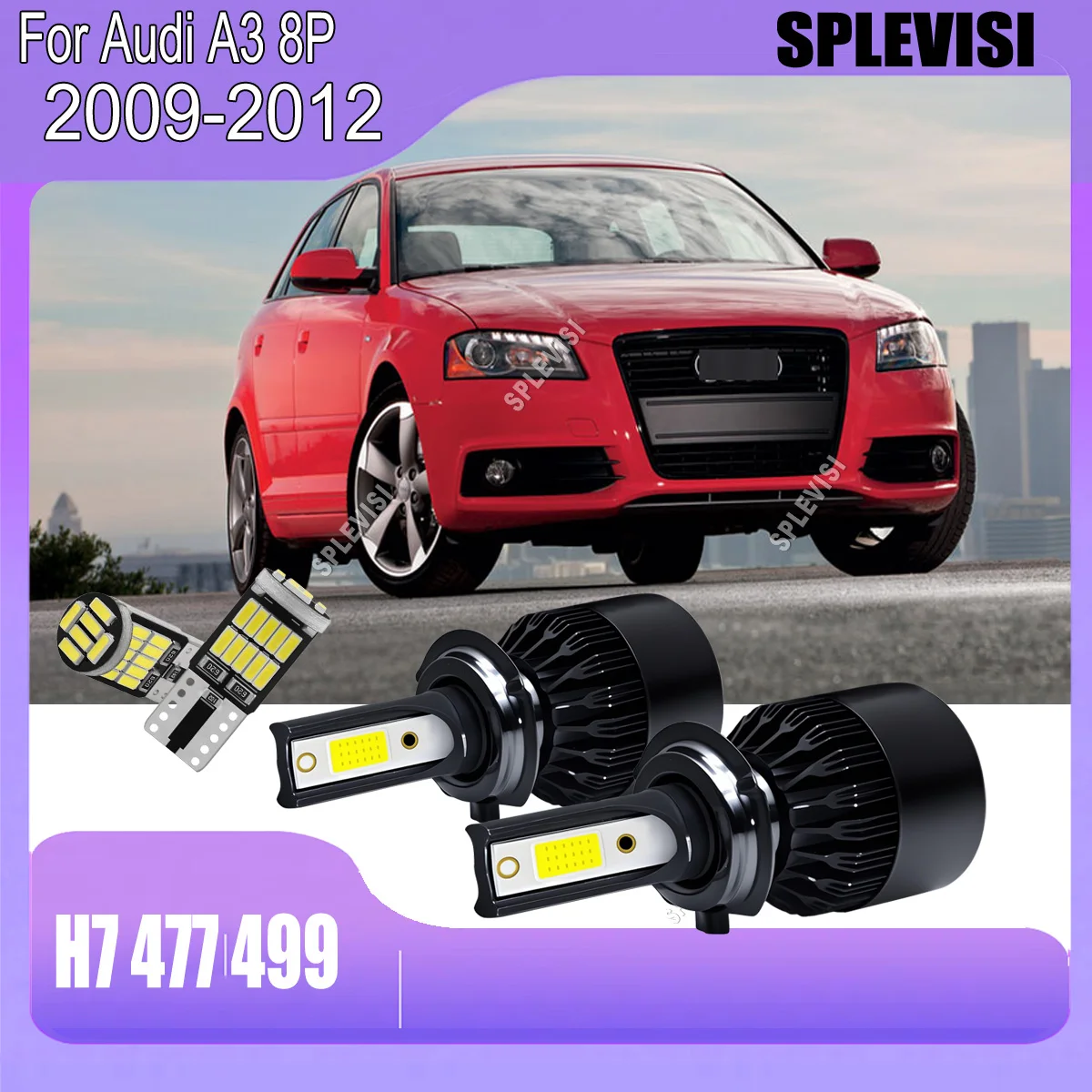 

LED 6000K H7 60W Headlights Conversion Kit - Plug and Play No Radio Interference For Audi A3 8P 2009 2010 2011 2012