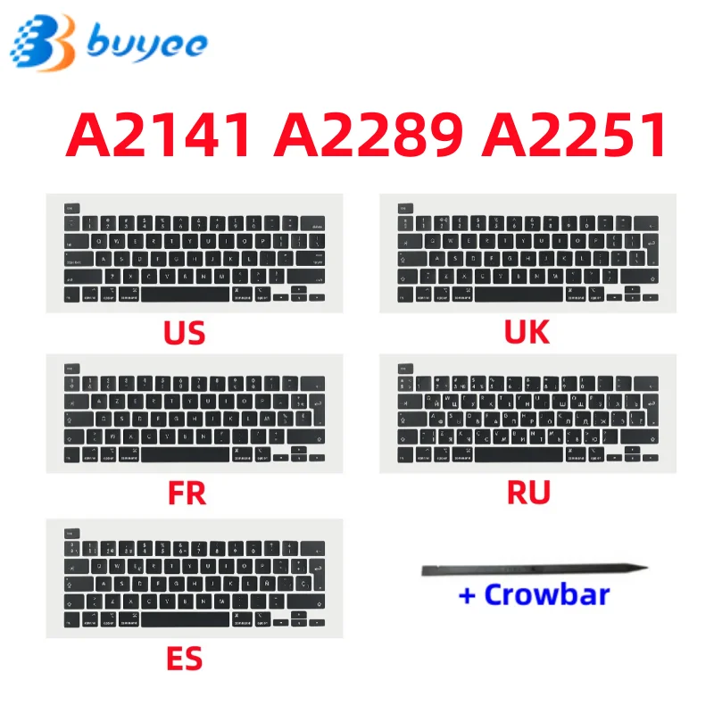 

Original New A2141 A2289 A2251 US UK Russian French Spanish For MacBook Pro A2141 A2289 A2251 Keyboard Keycaps Key Cap