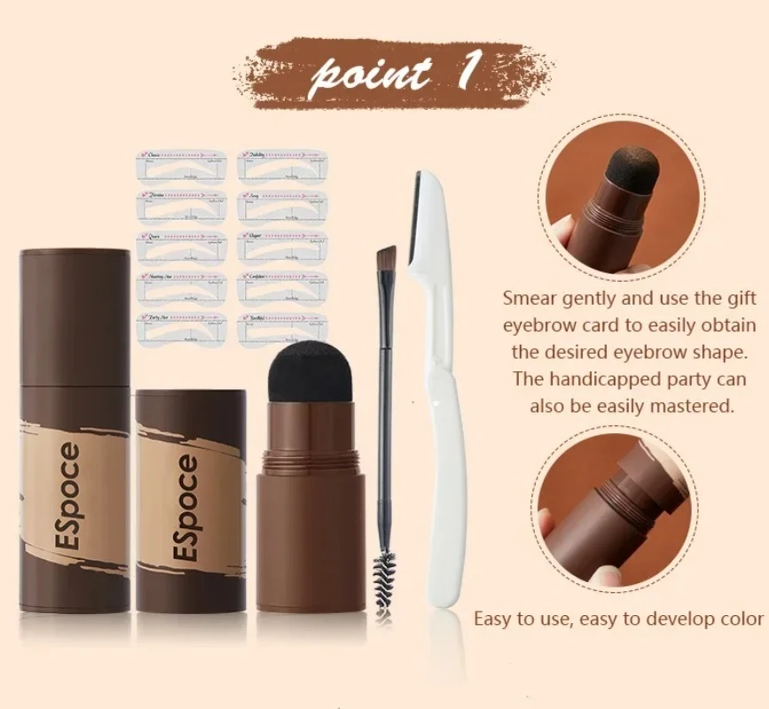 Pudaier Compleet Wenkbrauwpoeder Stempel Vormkit Penselen Wenkbrauwverf Wenkbrauw Potlood Wenkbrauwen Stencil Haarlijn Verbeteren Stok