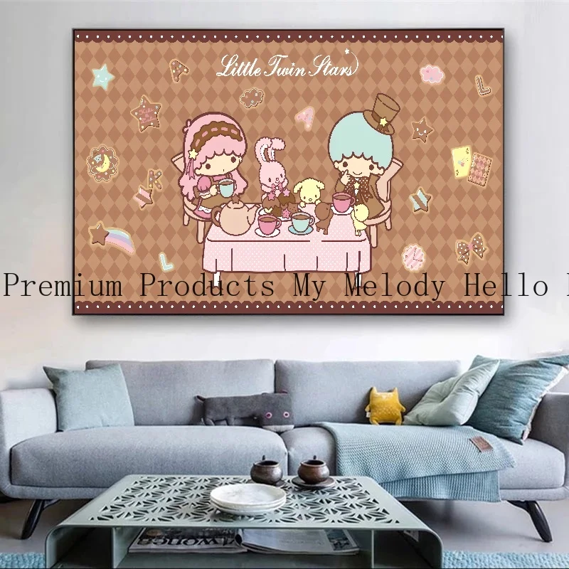 Sanrio Poster Anime Peripheral My Melody Cinnamoroll HelloKittys Canvas Painting Print Children's Room Decoration Christmas Gift