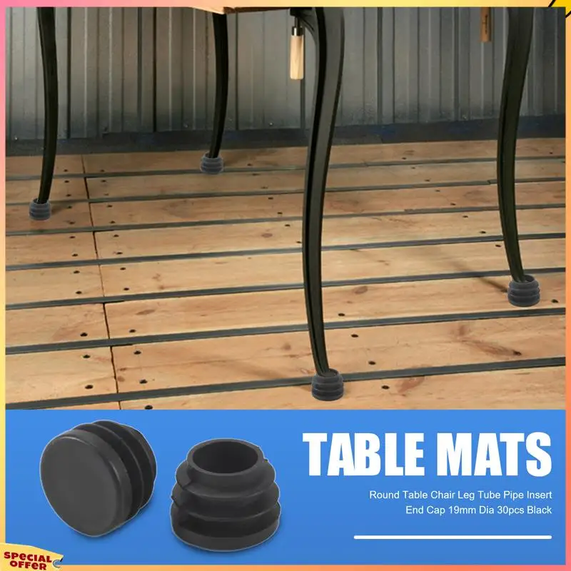 

ABFI Round Table Chair Leg Tube Pipe Insert End Cap 19Mm Dia 30Pcs Black