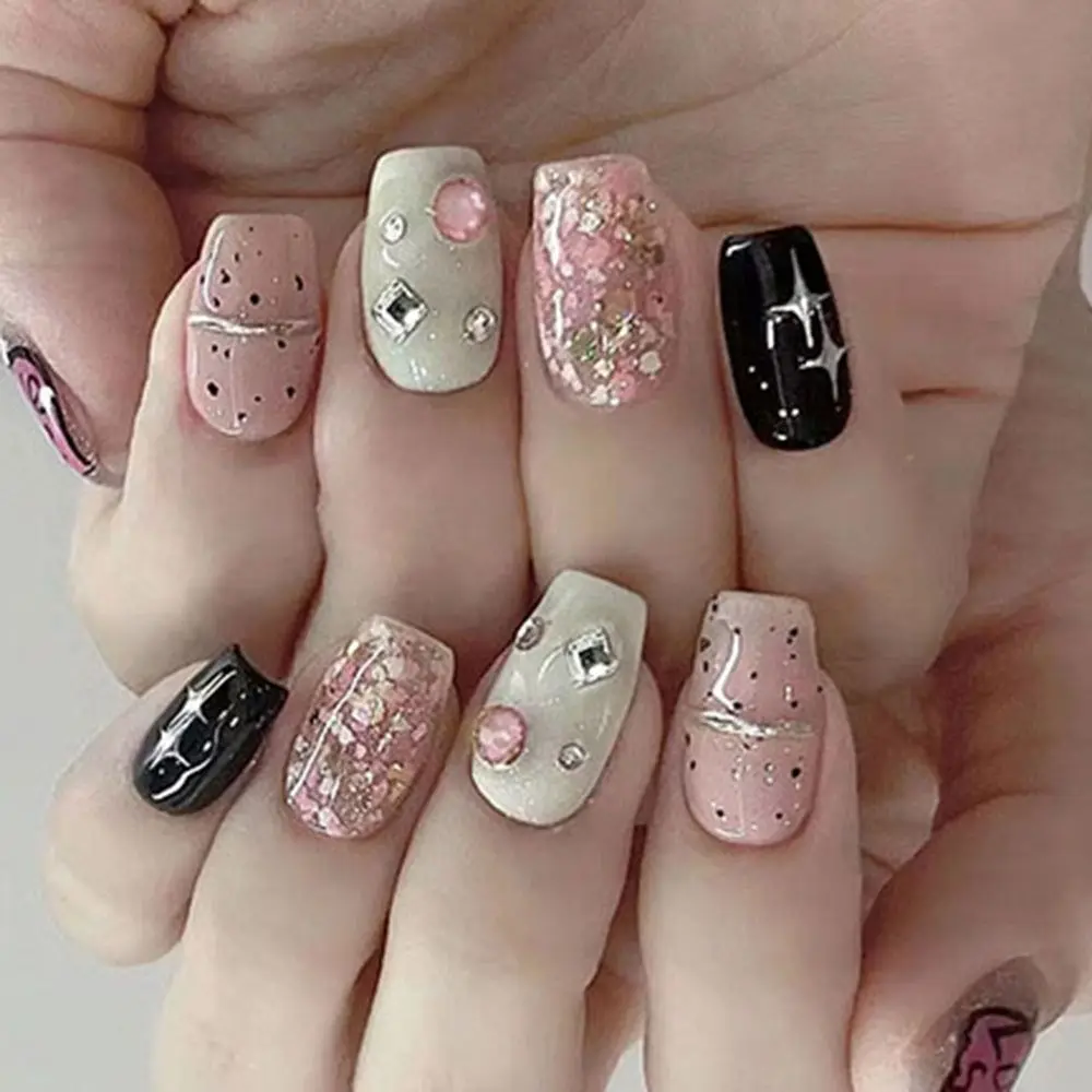 

Nail Accessories False Nails Full Cover Nail Art Tips Nail Supplies Fake Nails Moon Star Pink Blue Gold Fake Nail Extension Lady