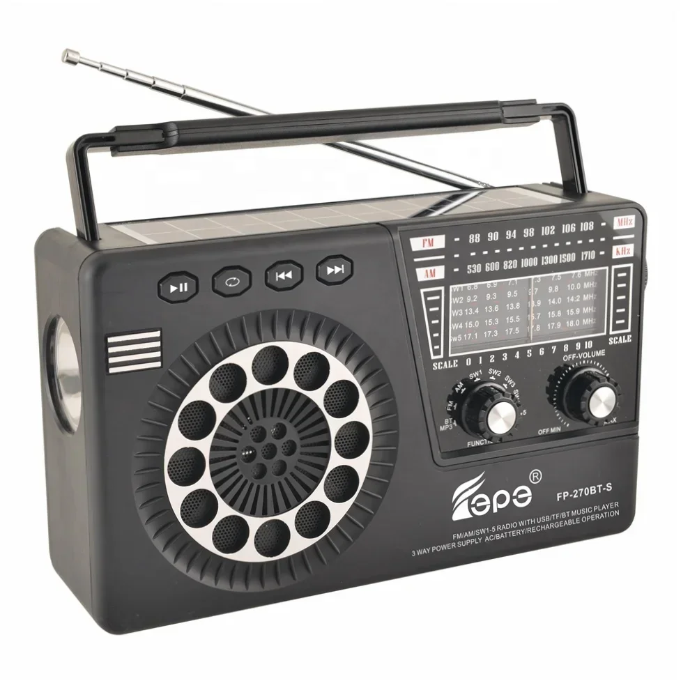 

FEPE FP-270BT-S Rechargeable Radio Wireless tooth Speaker With USB SD TF Mp3 Player With Solar With Light