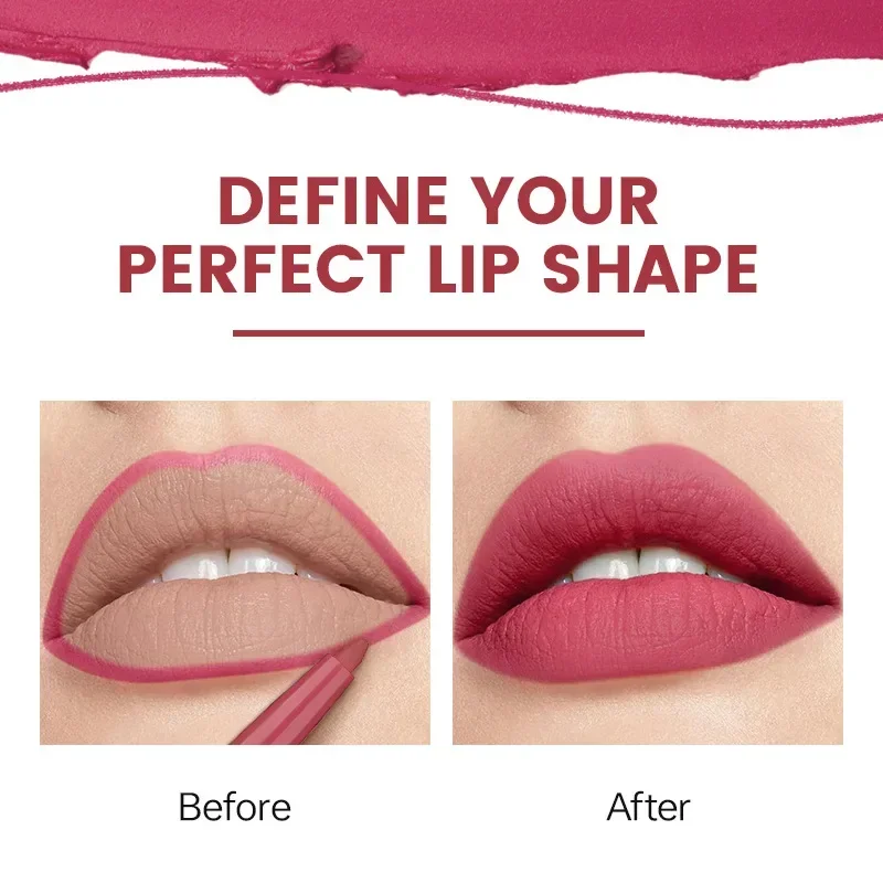 Hoge Kwaliteit Intrekbare Matte Naakt Lip Liner Pen Definieer Lippen Waterdicht Niet-vlekken Schoonheid Lipsticks Contour Make-Up Lip Potloden