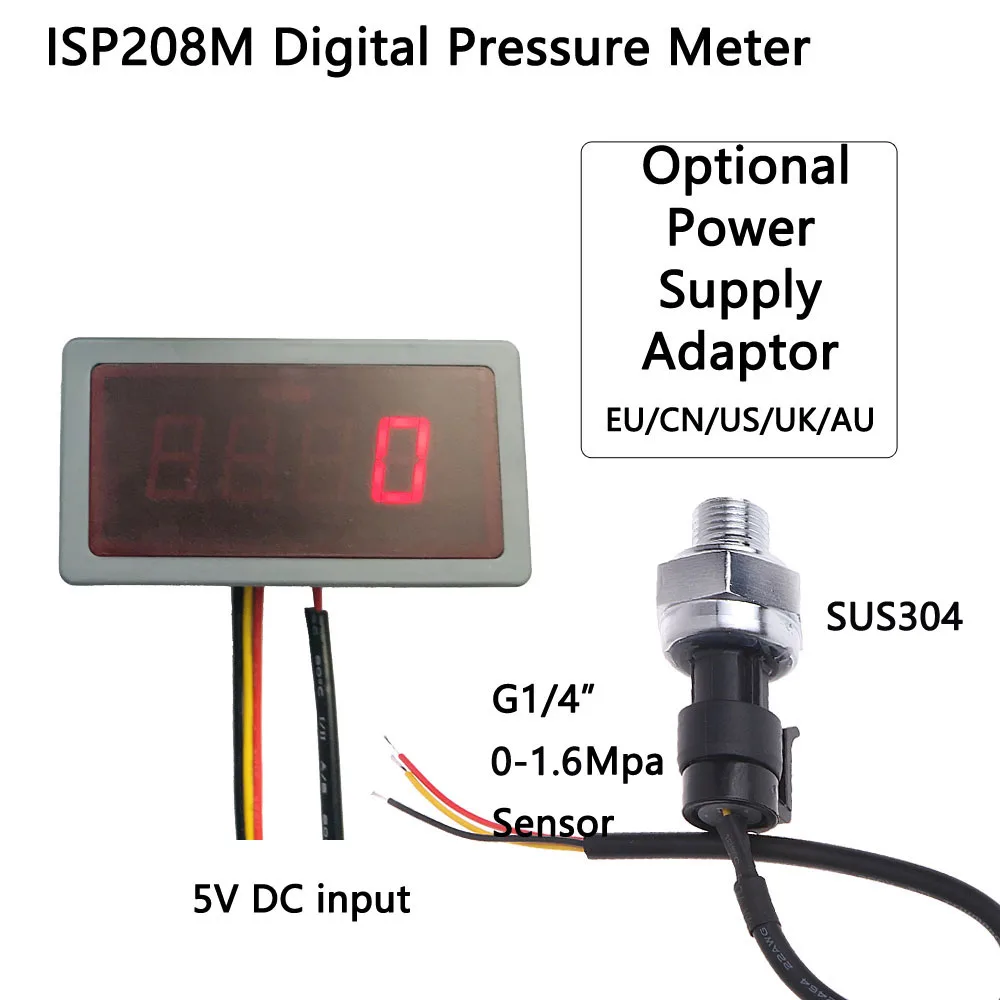 

Цифровой измеритель давления ISP208M с 1.6 МПа датчиком давления BSP G1/4"