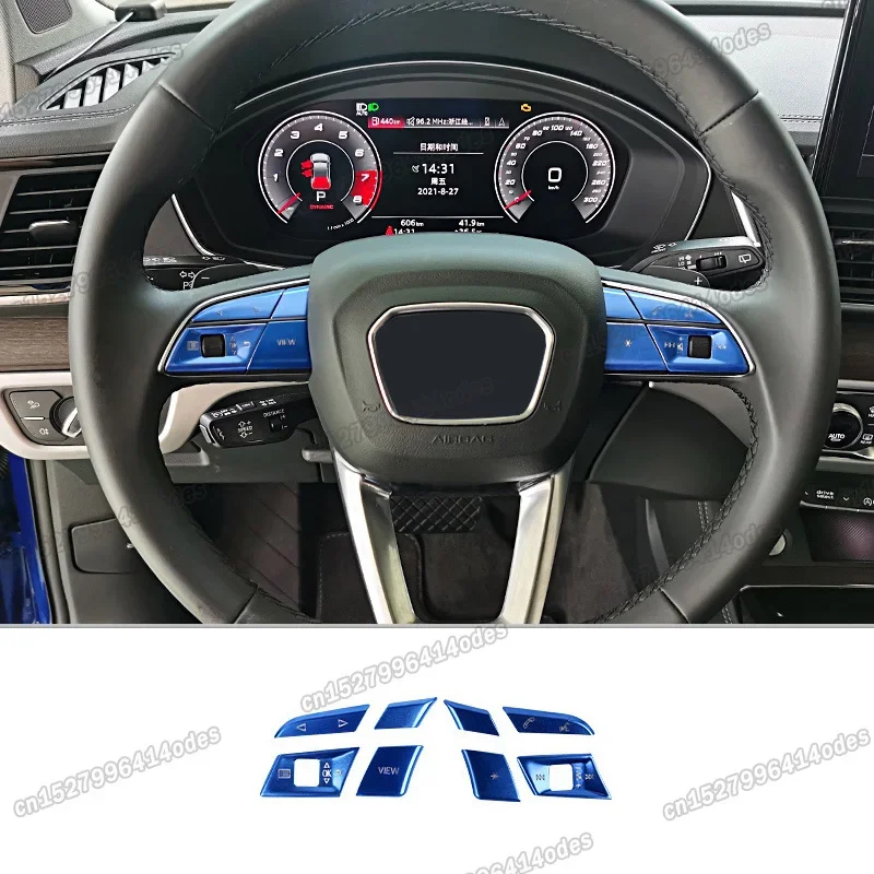 car steering wheel button sticker trims for audi q5 q3 q7 a3 a5 a4 2019 2020 2021 2022 2023 accessories q8 sq8 sq7 rs  s3 s4 s5