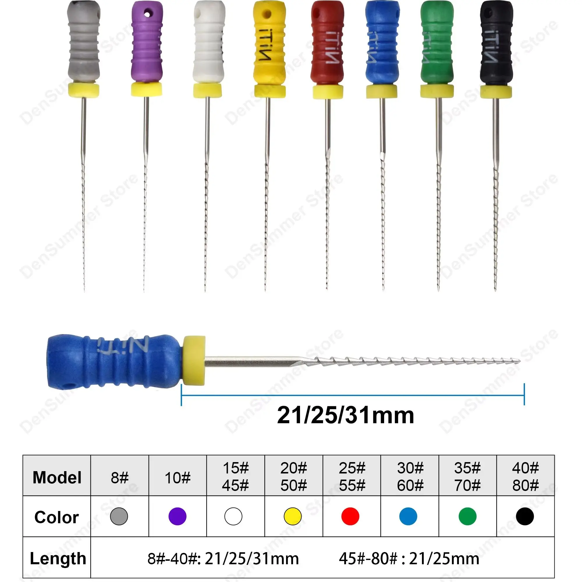 DenSummer 21/25mm #15-40 #45-80 Endodontic Files Dentistry Instrument 10 Boxes NiTi H Files Thread Design Hand Use Endo Files