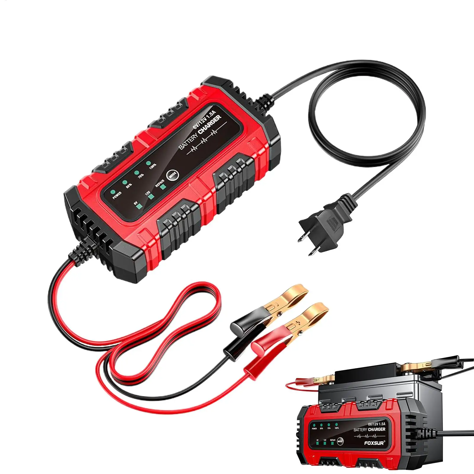 

Car Battery Trickle Charger and Maintainer 1.5A 6V/12V Truck Trickle Battery Charger Automatic Tender Maintainer for Motorcycle