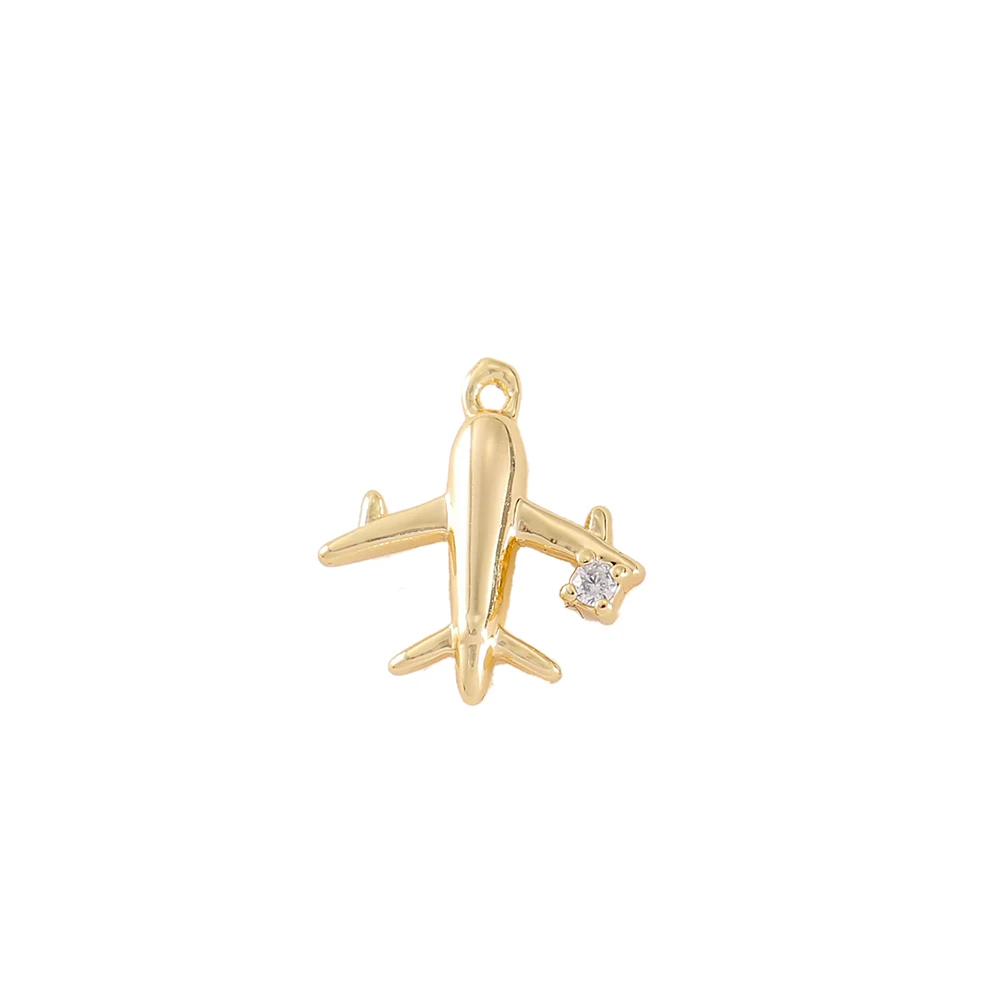 

Factory Wholesale Gold Color Brass And Zircon Plane Charms Pendants Necklace And Bracelet Earring Diy Jewelry Accessories Parts