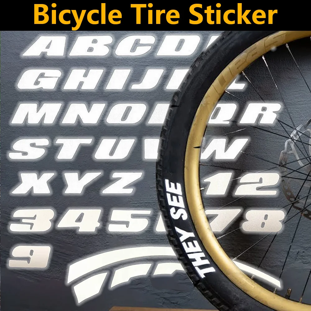 DIY Bicycle Tire Letter Sticker Reflective Waterproof Road Mountain Bike Rim Wheel Decal Custom Cycling Decor Accessories Decals