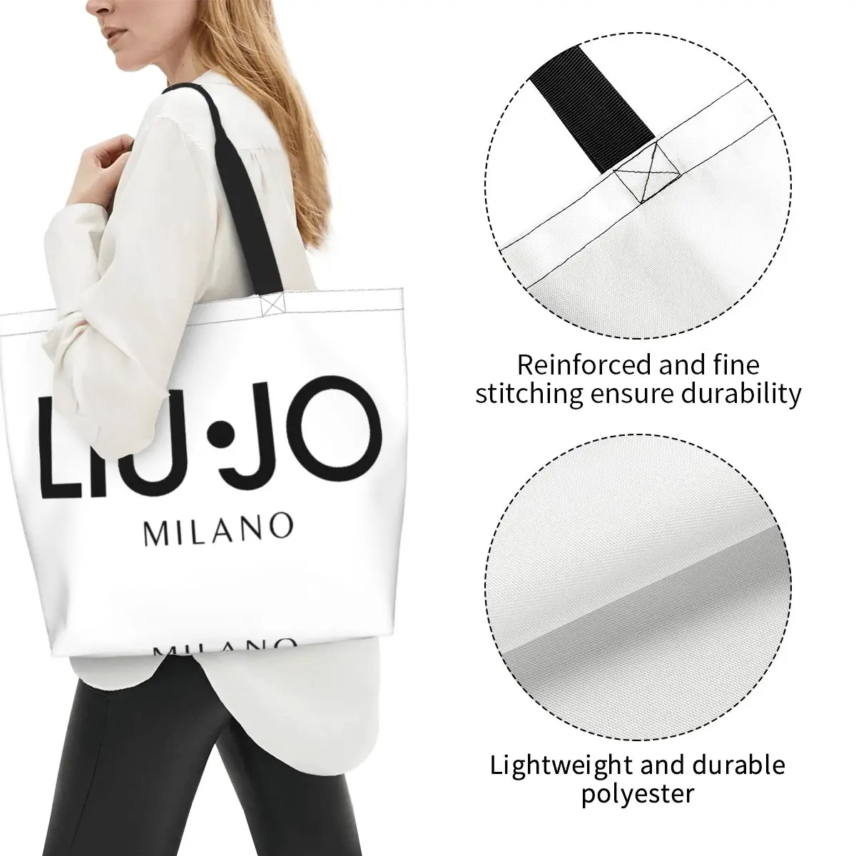 Liu Jo Logo Tote Shopping Bag Large Capacity Unique Design Stuff For Woman Casual Handbag