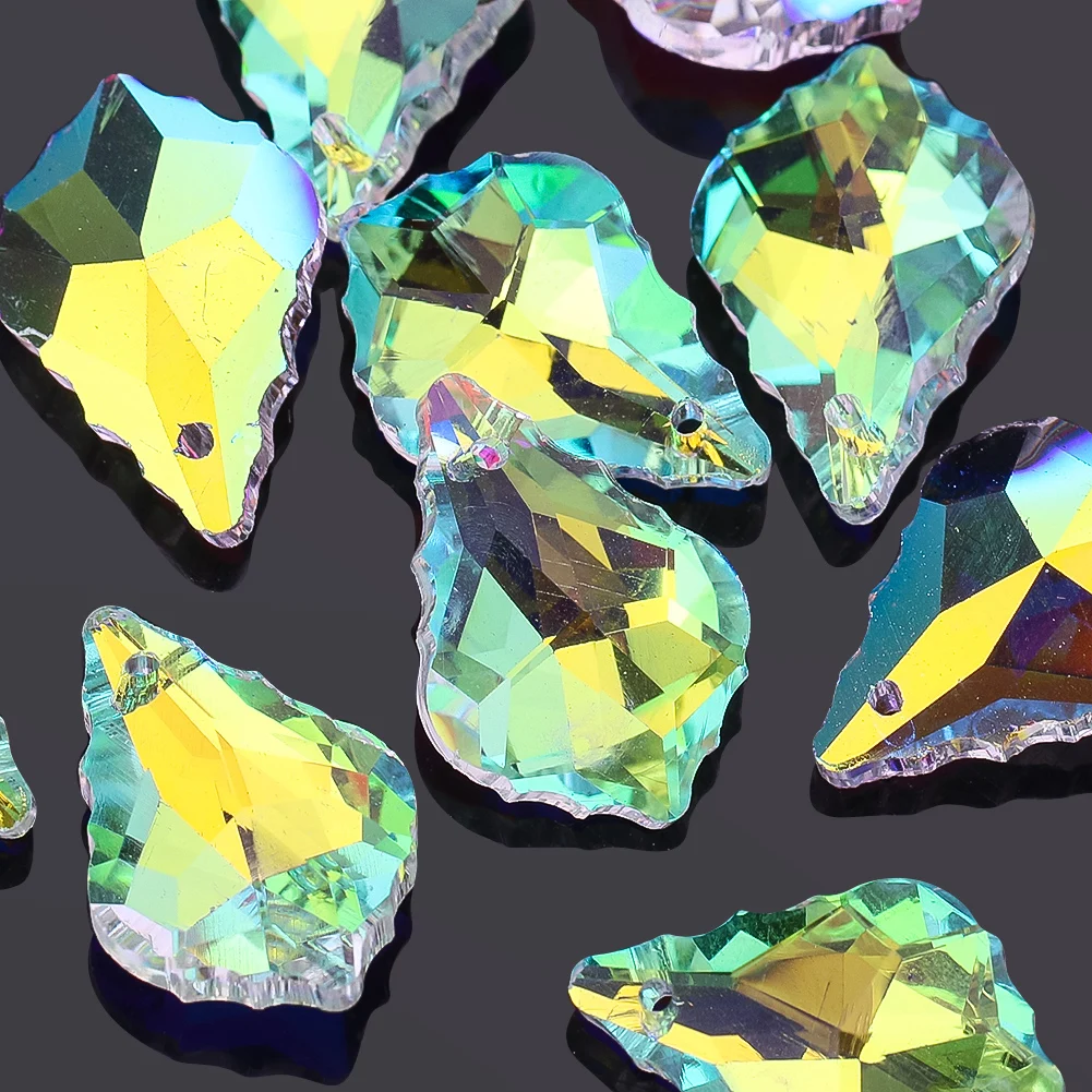 

10PCS Maple Leaf Crystal AB Beads 28mm Glass Pendant Charms for DIY Jewelry Making Earrings Necklace Bracelet Decorations