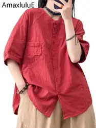Amax LuluE Summer Style Vintage Loose Womens Shirts Classic Elegant Leisure Ladies Oversized Blouses Females Luxury Fashion Tops