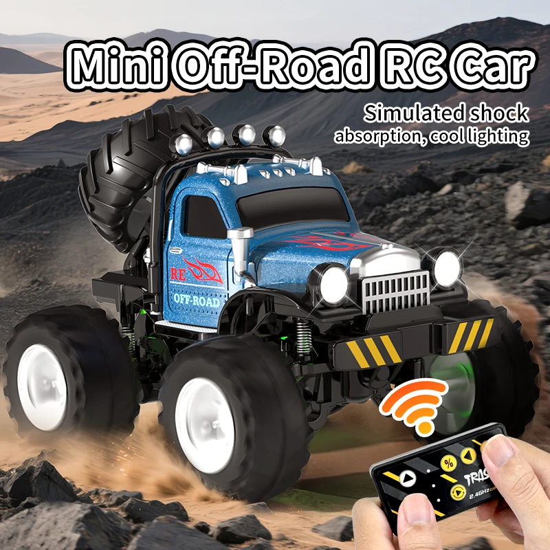 

1:64 Mini RC Truck with Trailer Monsters-Regulating Alloy All Terrain Remote Control Model Cars Toys for Kids Boys Car Gifts