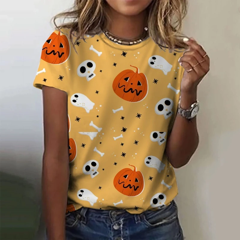 T-shirt stampata in 3D di Halloween di alta qualità t-shirt allentata da uomo a manica corta da donna Casual da donna