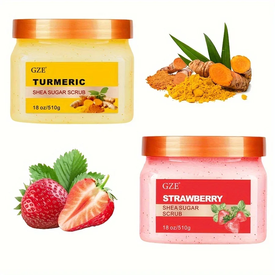 Shea Sugar Body Scrub Mango Strawberry Turmeric Lemon Blueberry Ultra Hydrating and Exfoliating Scrub for Nourishing