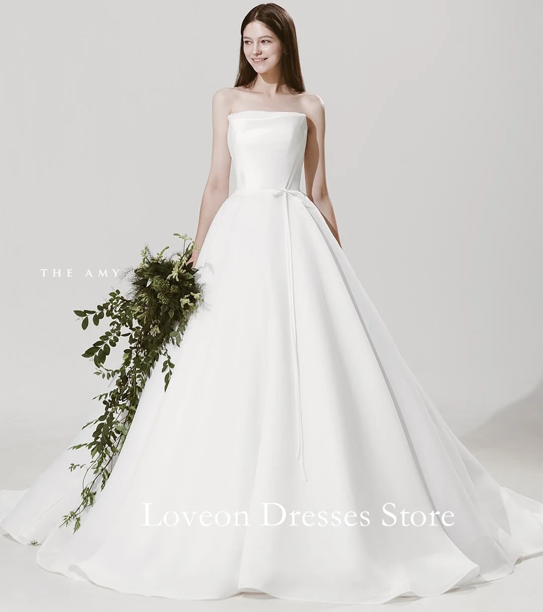 

Свадебные платья без бретелек по индивидуальному заказу, атласный корсет трапециевидной формы без рукавов, довольно белые платья невесты с разрезом по бокам, вечерние женские платья для невесты