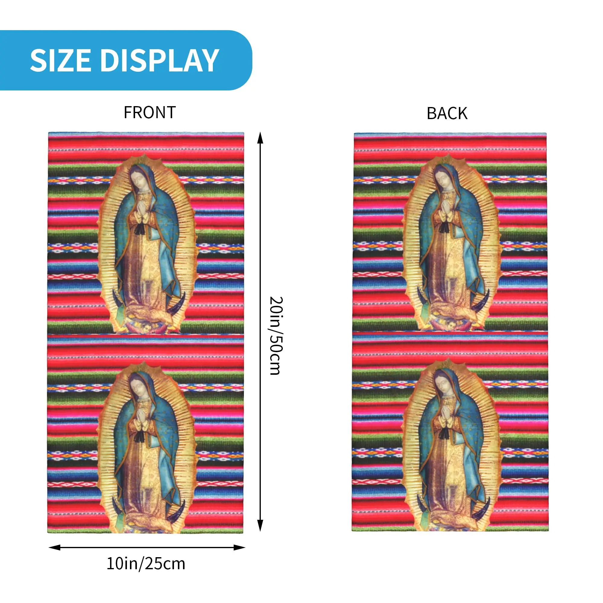 Our Lady of Guadalupe Virgen Maria Zarape Winter Headband Neck Warmer Tube Scarf Virgin Mary Catholic Face Bandana Gaiter