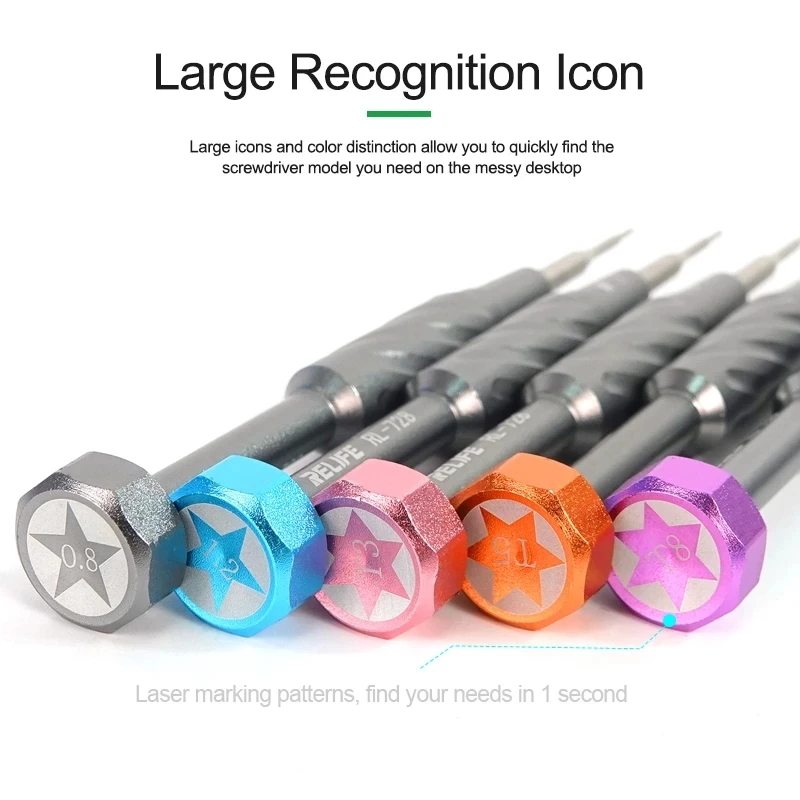 Herleven RL-728B Laptop Reparatie Tool Set 0.8 1.2 Vijfhoekige T1 T3 T5 T8 Schroevendraaier Voor Apple Macbook Pro Air Demontage
