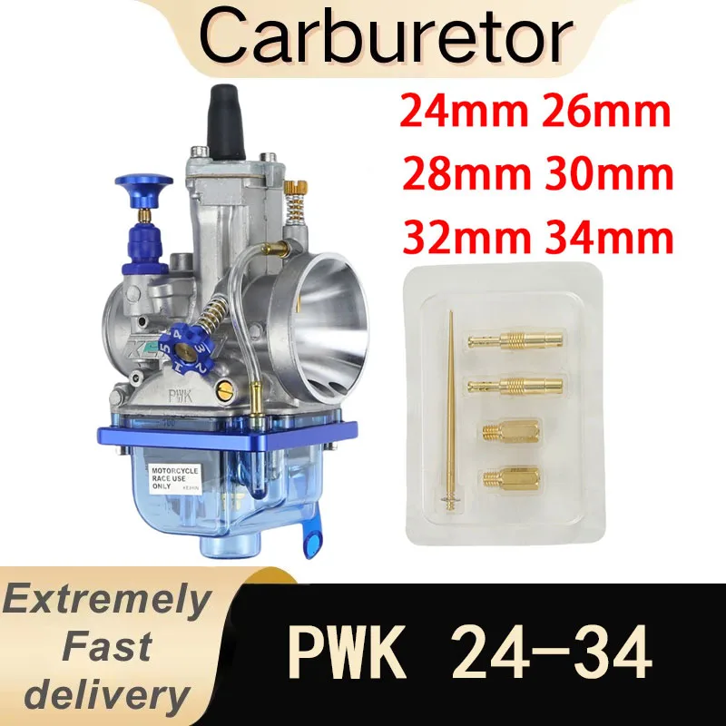 

PWK 24 26 28 30 32 34mm Carburetor With Power Jet For KEIHIN KOSO OKO Blue Bowl 2T 4T Scooter ATV Dirt Bike Racing Universal