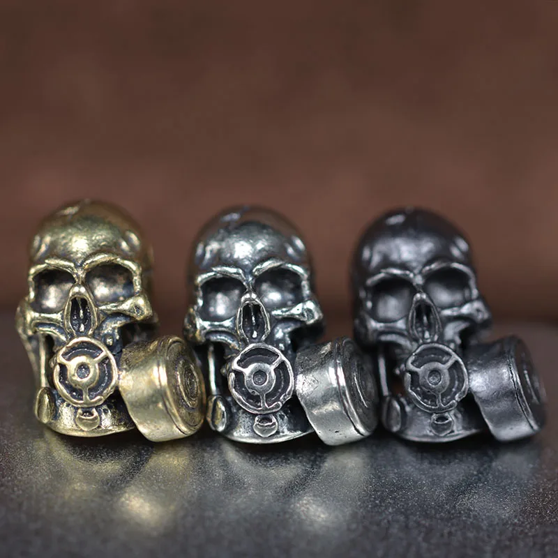 Gas Mask Biochemical Skull Head Brass Knife Beads Punk EDC Outdoor DIY Tool Survival Paracord Woven Lanyard Pendants Accessories