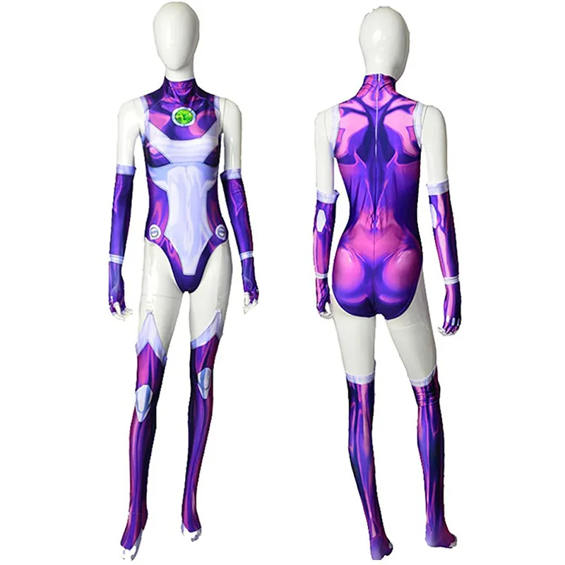 بدلة Starfire الخارقة Zentai بدلة الهالوين التأثيرية أزياء مثيرة للنساء ملابس حفلات الكرنفال