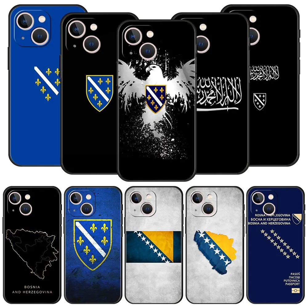 Phone Case For iPhone 16 15 14 13 12 11 Pro Max XS X XR SE 7 8 Plus Soft Silicone Black Cover Bosnia and Herzegovina Passport