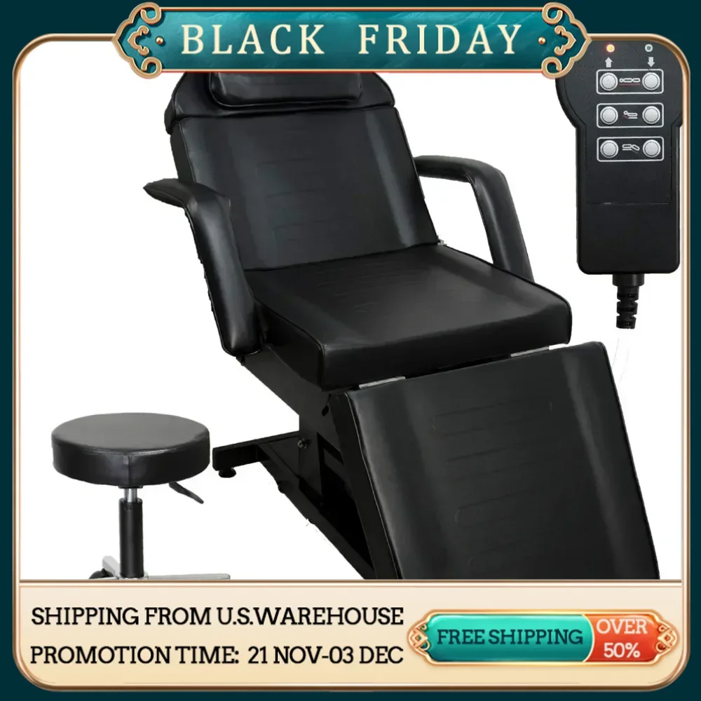 Black Electric Tattoo Massage Table Bed Studio Furniture