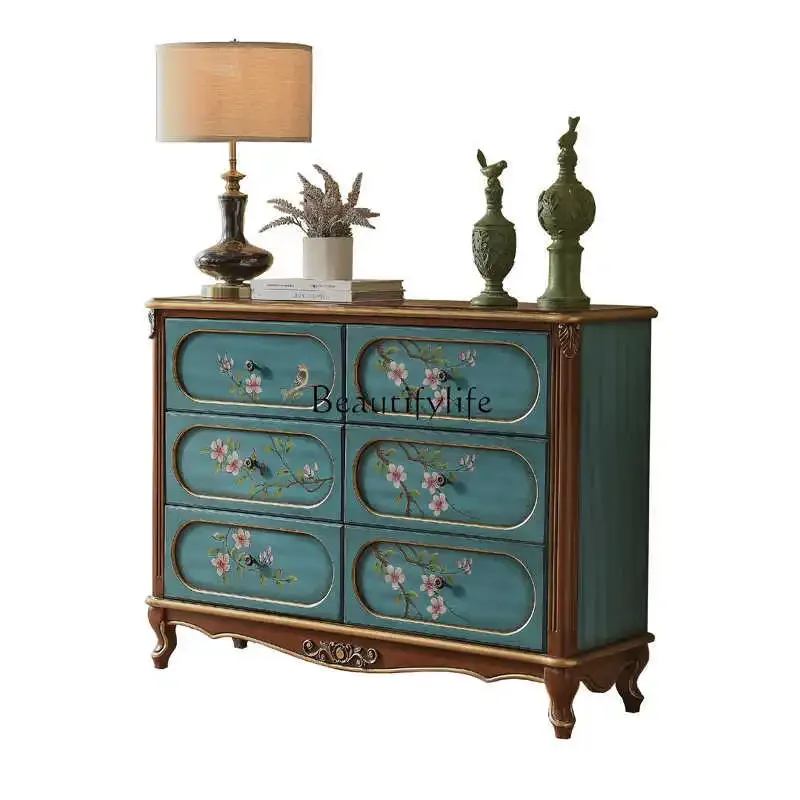 

ls 42European-style entrance cabinet painted living room storage bedroom retro entry cabinet