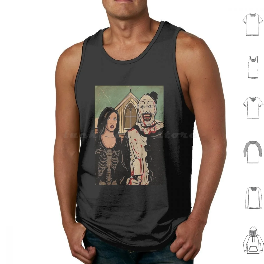 

Birthday Gift Terrifier Horror Movie Art Retro Wave Tank Tops Vest Sleeveless Terrifier 2 Terrifier Horror Halloween