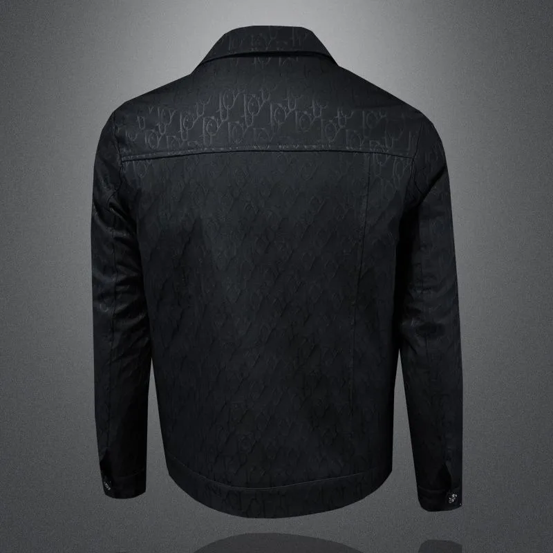 The New Jacquard Lapel Jacket for Men's Wear in Spring Fashionable and Personalized Hollowed-out Design High-end and Comfortable