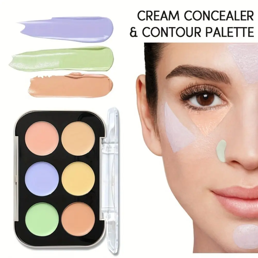 Langlebige 6-Farben-Concealer-Palette wasserdichte Akne-Poren verbergen Farb korrektur Concealer Licht mittlere Creme aufhellen